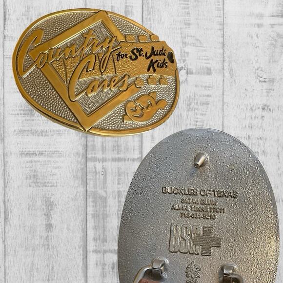 Country Cares Western Oval Belt Buckle Gold/Silver SZ 40 Belt St Judes Hospital - Picture 4 of 8